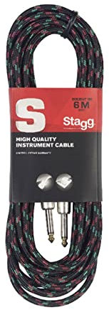Stagg SGC6VT BK Cavo per Strumenti Musicali S Series Vintage, Retrò, Dritto - Standard, 6m, Nero Tweed