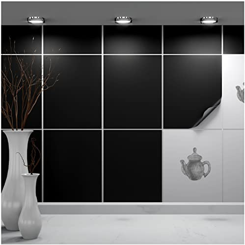 FoLIESEN - Fliesenaufkleber 20x25 cm | selbstklebende Fliesen-Folie für Bad & Küche | entfernbare Klebe-Folie für Wandfliesen Küchenrückwand & Bordüren | 15 Klebefliesen, .:Schwarz matt