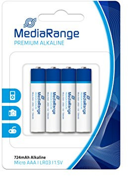MediaRange MRBAT101 Batteries micro premium L03 4 pièces Type de batterie Alkaline 1, 5 Volt AAA bleu et blanc
