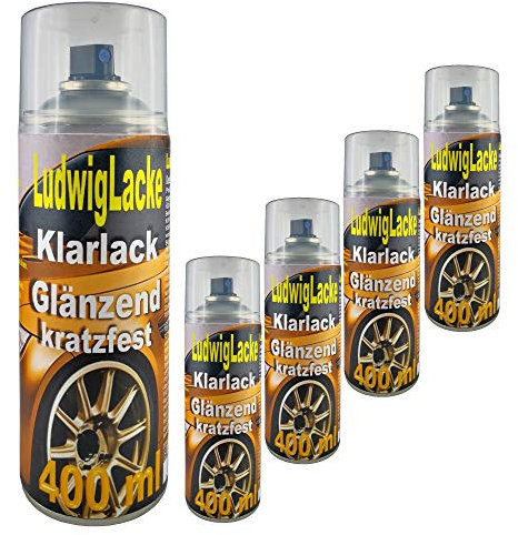 LudwigLacke 5 Spraydosen Klarlack glänzend Autolack 400ml