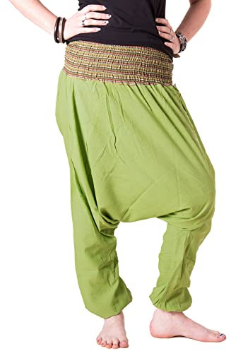 Vishes - Alternative Bekleidung - Damen luftige Sommerhose Haremshose Pluderhose Baumwolle lindgrün