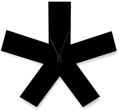 WANDKINGS Wanduhr Typo-Sternchen aus Acrylglas, in 11 Farben erhältlich (Farbe: Uhr = Schwarz matt; Zeiger = Schwarz)