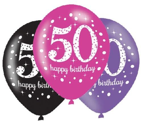 Adult Pink Celebration 50th Birthday Latex Balloons