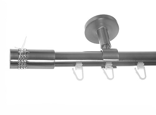 BASIT Innenlauf Gardinenstange 1 läufig 280 cm lang Edelstahl Look I Gardinenstange Deckenmontage 1 läufig Ø20mm I In 120-600cm verfügbar I D30