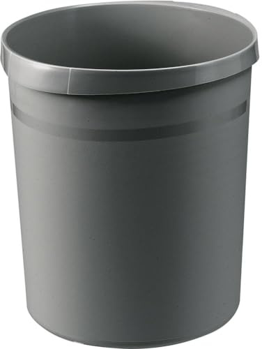 HAN Papierkorb GRIP, 18 Liter, mit 2 Griffmulden, extra stabil, rund, dunkelgrau, 5 Stück