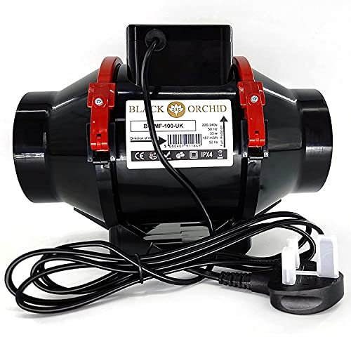 4 Inch - 100 mm Universal Budget Silent Fan Filter Duct Kit for Grow Tent Quiet Operation Inline Extractor Fan Air Diffuser Hydroponic Carbon Filter Flexible Ducting Smell Odor Temperature