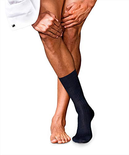 FALKE Herren Socken No. 7 M So Wolle einfarbig 1 Paar, Blau Dark Navy 6370, 41-42