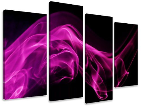 Visario 6142 Jeu de 4 Tableaux sur Toile de Lin, Rose Fuchia, 130 x 80 cm