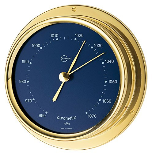 Barigo Regatta Schiffbarometer Messing Skala Blau 120MM