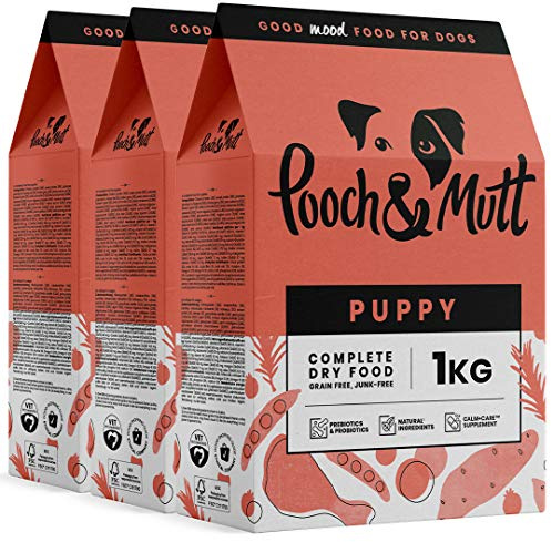 Pooch & Mutt - Complete Puppy Dry Dog Food (Grain Free & 100% Natural) - Chicken & Superfood Blend, 3x1kg, Brown