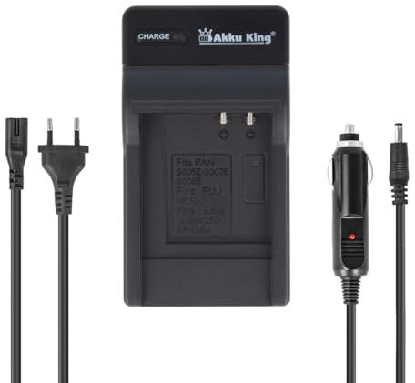 2in1 KFZ + Netz Ladegerät kompatibel mit Panasonic Akku CGA-S007, CGA-S007E, DMW-BCD10