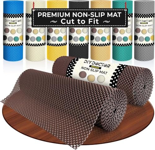 DIY Doctor Antirutsch-Greiferrollen (2er-Pack) – 190 x 30cm – rutschfeste Gummimatte für Teppiche, Teppichböden & Laminatböden – Schubladeneinlage – Schokoladenbraun