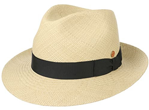 Mayser Albenga Panama Bogarthut Panamahut Strohhut Sommerhut Sonnenhut Herren - Made in The EU mit Ripsband, Ripsband Frühling-Sommer Sommer - 56 cm Natur