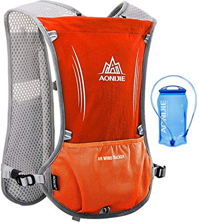 AONIJIE 5L Outdoor Sport Multifunctional Camping Backpack Cycling Running Climbing Hiking Hydration Vest Pack (Orange+1.5l Hydration Bladder, OneSize)