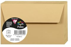 Clairefontaine 5481C - Packung mit 20 Umschläge Pollen 90 x 140 mm, 120g, ideal für Einladungen und Korrespondenz, Karamel, 1 Pack