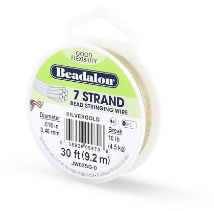 Beadalon 9.2m Reel 0.46 mm Diameter 7 Strand Wire, Silver/Gold