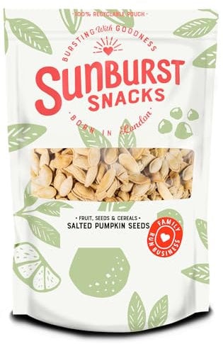 Sunburst Snacks Pumpkin Seeds Roasted & Salted, Gluten Free, Vegan & High Protein Snack, Recyclable & Resealable Pouch, 1KG