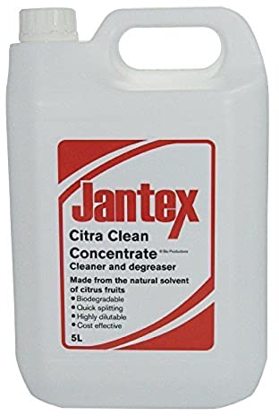 Jantex Citrus Kitchen Cleaner and Degreaser Concentrate 5Ltr GG937 | Cuts through tough grease on catering surfaces, providing powerful commercial cleaning for busy food prep areas.