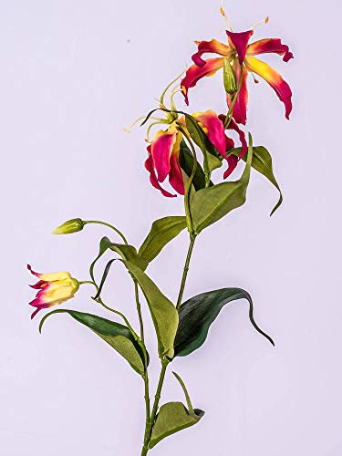artplants.de Kunstblume Ruhmeskrone, pink - gelb, 80cm - Künstliche Gloriosa - Deko Blumen