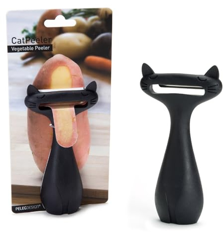 Peleg Design CatPeeler Cute Vegetable Peeler, Cat Design Peeler for Potato Carrot Fruit, Kitchen Utensil Décor (Black)