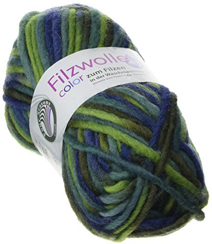 Gründl Wolle Filzwolle Color zum Stricken und Filzen - Wolle zum Stricken aus 100% Schurwolle - 1 x 50 g - grün-Marine Multicolor