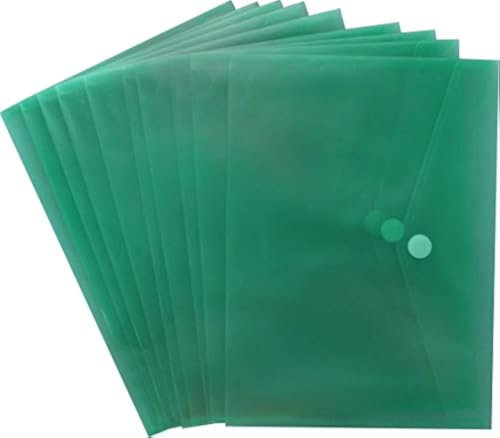 EXXO by HFP 90136 Dokumententaschen A4 quer mit Klettverschluss, transparent grün, aus PP - 10 Stück, 335 mm x 240 mm