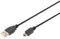 DIGITUS Cable USB 2.0 – 1,8 m – USB A a tipo mini B (5 pines) – 480 Mbps – Cable de conexión para PC, portátiles, cámaras o concentradores – Blíster – Negro