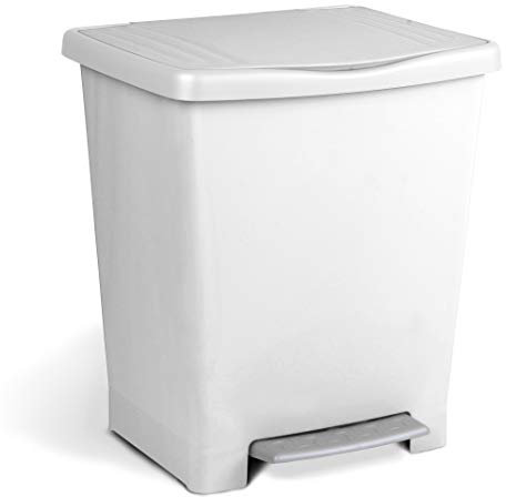 Tatay Cubo de Pedal Millenium, 23L de Capacidad, Apertura a Pedal, de Polipropileno, Libre de BPA, Bolsa Basura 30L. Color Blanco, 33,5 x 30 x 39 cm