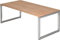bümö höhenverstellbarer Schreibtisch R-Serie 200x100 cm in Nussbaum, Gestell in Silber - großer PC Tisch für's Büro manuell höhenverstellbar, Computertisch verstellbar