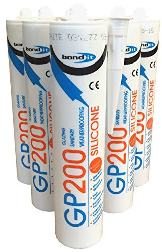 (PACK OF 10) WHITE Silicone Sealant Bond it GP200 mould resistant bathroom glazing sealant