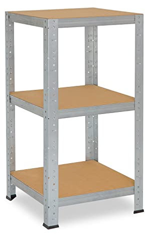 shelfplaza® 90x50x50cm HOME Schwerlastregal verzinkt/Metallregal mit 3 Böden/Kellerregal Metall, Garagenregal, Werkstattregal oder Regal Lagerregal/Steckregal Metall mit 175kg Tragkraft