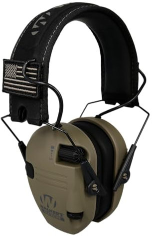 Walker's Earmuffs Razor Cache-Oreilles électroniques, Terre foncée Plate (avec Patch Mixte Adulte, Série Patriot-Fde Patriot (Drapeau américain), Taille Unique