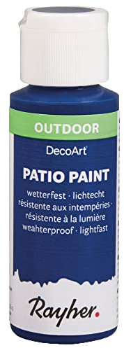 Rayher 38610384 Patio Paint, ultrablau, Flasche 59 ml, wetterfeste Acrylfarbe für Den Außenbereich, lichtecht, Farbe für Innen und außen, Outdoor-Farbe
