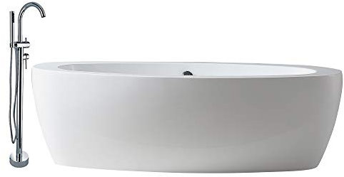 Baignoire îlot ovale en acrylique MODENA - 185x91cm - avec robinetterie 8028