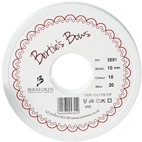 Berisfords 3501 10mm 10 Black Double Satin Ribbon x 20mtr, 20m