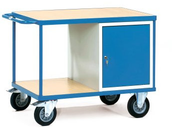Fetra Transportgeräte bboe433 Werkbank mit 1 Schrank Rollen, 200 mm Durchmesser, 1250 mm x 800 mm Plattform