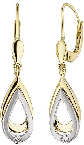Ohrringe Ohrhänger mit Diamanten & 585 Gold Gelbgold Weißgold Ohrschmuck Damen