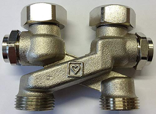 Herz Kreuzungsstück wenn Vorlauf und Rücklauf vertauscht sind Bauform X, Für Rohr- Mittelabstand 50 mm, zum absperren, Befüllen und Entleeren.