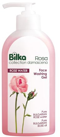 Bilka Collection Rosa Damascena Face Washing Gel, Tägliche Gesichtsreinigung für alle Hauttypen mit Bio Rosenwasser, Reinigt Мild Оhne Аuszutrocknen, Naturkosmetik, 1 x 200 ml