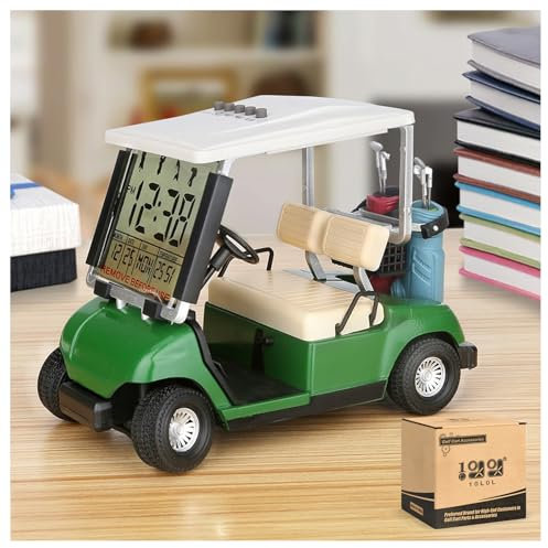 10L0L Orologio da golf con display LCD, mini golf cart per gli appassionati di golf, ottimo regalo per golfisti, souvenir di alta qualità (verde)