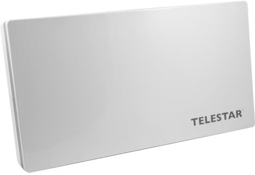 Telestar Digiflat 2 Twin Sat Flachantenne für 2 Teilnehmer (LNB: 0,2dB, 33,7 dBi Gewinn, Fenster-Wand/Masthalterung, Kompass, Montagewerkzeug) Hellgrau