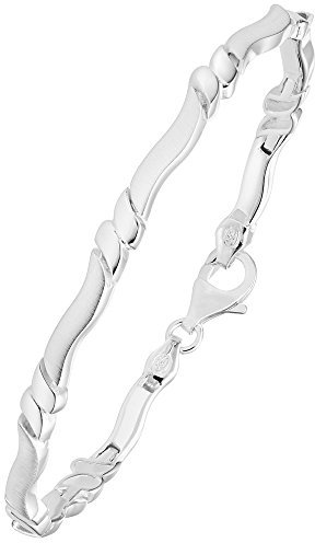 Vinani Armband 925 Sterling Silber - bewegliche Glieder - mattiert glänzend - für Frauen und Herren - aus Italien 2AB1