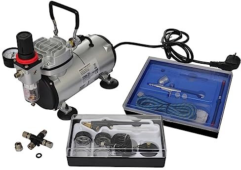 vidaXL Juego de Compresor de Aerógrafo con 2 Pistolas Kit Heramienta Pintura