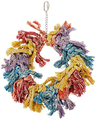 HAPPYPET The Bird House, Flossin Ring Bird Toy,Large | Encourages natural chewing, shredding and playing – Ideal for preventing unwanted feather picking