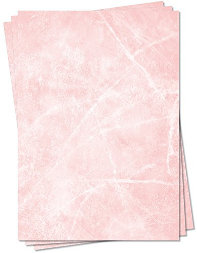 Gastronomie Papier (Rot-Eis-Marmor, DIN A4, 25 Blatt, MPA-5151b) für Speisekarten. Marmoriertes Papier, Marmorpapier rot zweiseitig bedruckt, für alle Drucker/Kopierer geeignet