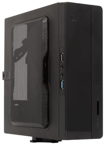 UNYKAch Caja de Ordenador Mini ITX UK1007 con Soporte Vesa, Fuente de Alimentación Interna de 150W y Conexiones USB 2.0 y 3.0