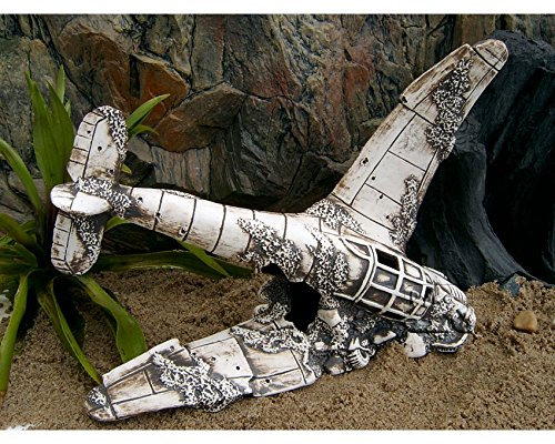 ZooPaul Deko Aquarium Flugzeug Höhle Fisch Keramik Dekoration Messerschmit Wrack Flieger