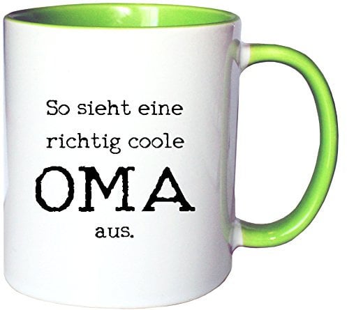 Mister Merchandise Kaffeetasse Becher So Sieht eine richtig Coole Oma aus Omi Großmutter, Farbe: Weiß-Grün