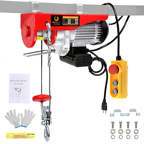 BEAMNOVA Electric Hoist Lift 1500LBS Overhead Winch Crane Powered Wire Hoist Remote Control Garage Auto Shop (110V, 1300W)