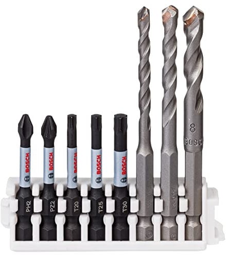 Bosch Professional 8-Piece Impact Control Screwdriver Bit and Multi-Purpose Drill Bit Set (Pick and Click, HEX-9, Accessories for Impact Drivers) Colour,Size